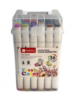 Набор маркеров для скетчинга двусторонние 36 цв., в пластиквом пенале, Inshu/YS5836 (24) Набор маркеров для скетчинга двусторонние 36 цв., в пластиквом пенале, Inshu/YS5836 (24)