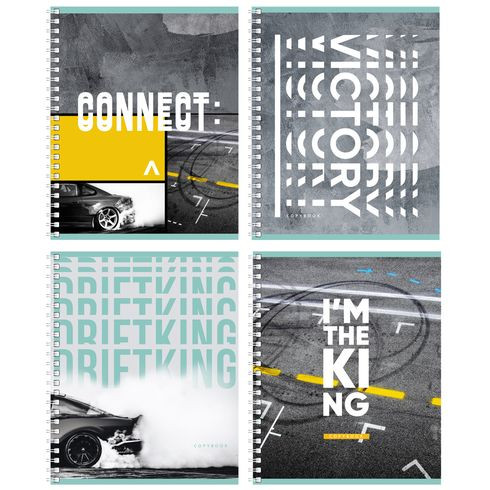 Тетрадь общая А5 гребень 96л. клетка "Connect" (ассорти) BG (4/24)