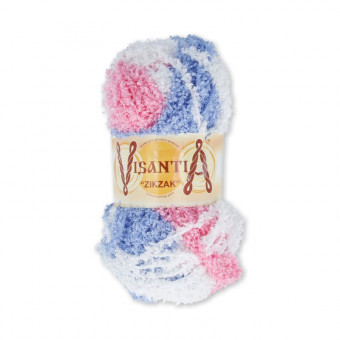 Пряжа VISANTIA "ZIKZAK"   100% полиэстер   . х  100 г  100 м ± 3 м №1055 голубой-св.розовый-бл.сиреневый "ZIKZAK"