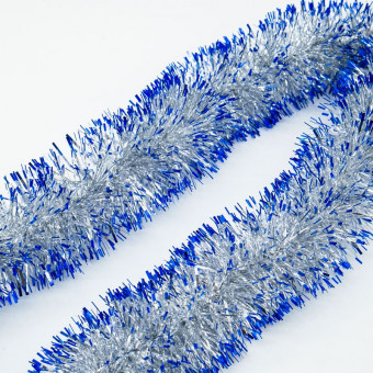 Мишура d 7см 1,8м, серебро с синими кончиками, Микрос/кд51807ссин
