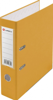 Папка-регистратор  PP 75мм жёлтый, металл.окантовка, карман, собранный.Lamark (30)