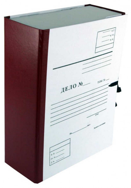 Архивный короб А4 10см "Дело" бумвинил, складывающийся, бордовый, КСД4100-209 (25)