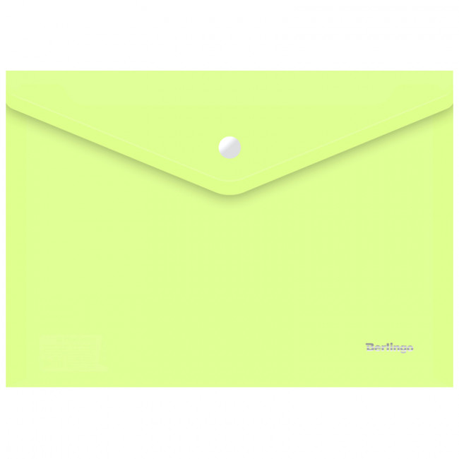 Папка-конверт А4 180мкм на кнопке "Starlight" прозрачная салатовая, Berlingo/ AKk_04119 (10)