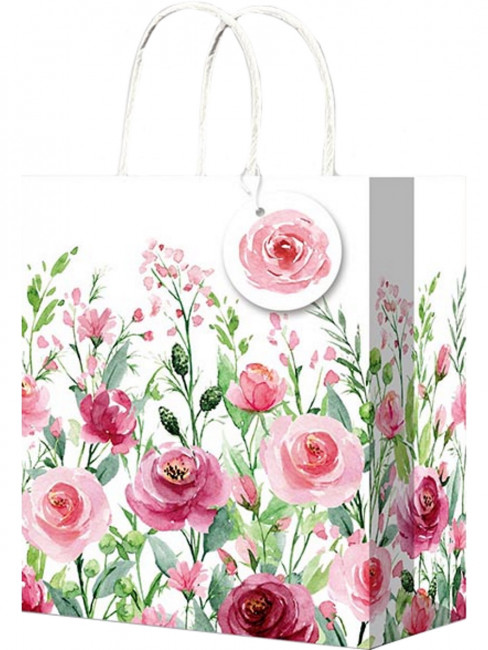 Пакет 22x31x10см подарочный с глянцевой ламинацией "Сезонные цветы, розы", 128 г, ML, Optima MILAND/ППК-4427