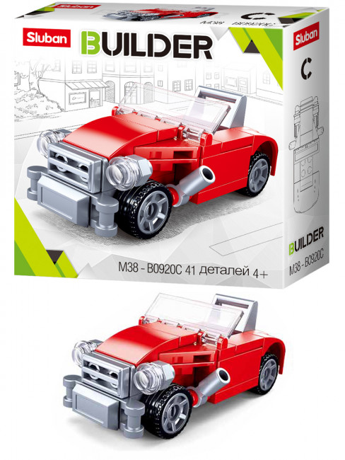 Конструктор пластиковый Sluban BUILDER.Ретро автомобиль 2 (41 дет.) (Арт. M38-B0920C)