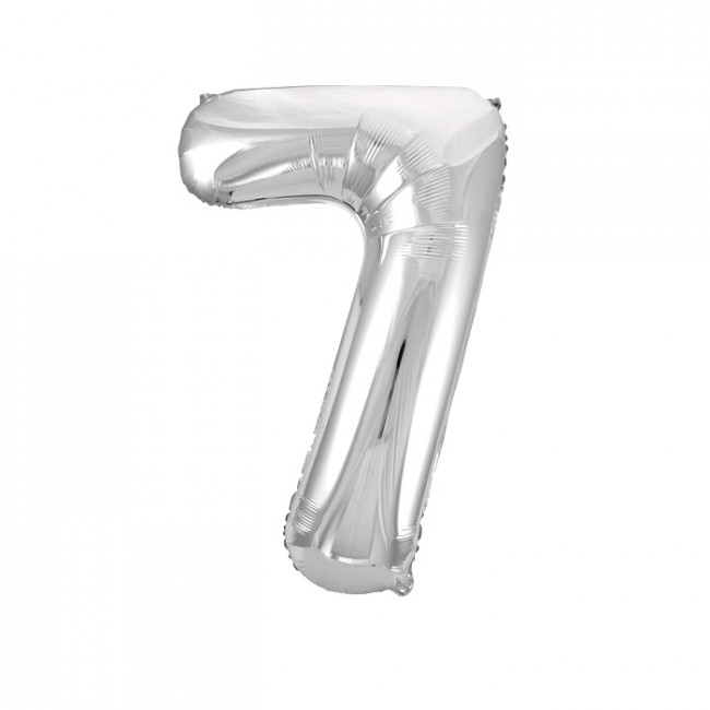 Шар ЦИФРА 7 17" серебро /Silver /43 см/К