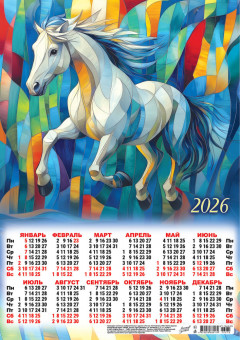 Календарь-плакат А3 2026г "Акварельный витраж" (акварель), ПМ-26-070