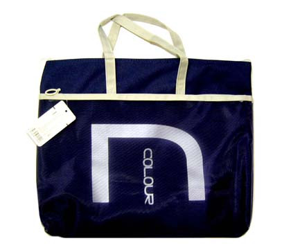 Папка для творчества А4 с ткан. ручками CK-112/BZ-99/BW-71/CD-53 "Colour" текстиль+сетка, синяя с серой отделкой, на молнии, два наружных кармана (1/24/120)