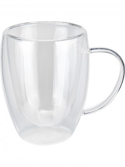 Кружка 350мл стеклянная с двойным дном "Бодрое утро", MILAND/ВС-0177