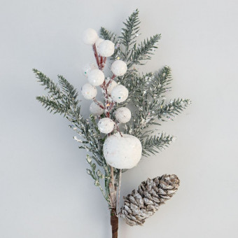 Ветка хвойная с шишкой, яблоком и ягодами 39см, Микрос/ч46856