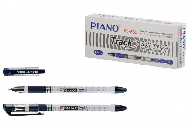 Ручка шариковая 0,7мм синяя "Track" на масляной основе, матовый белый корпус, PIANO (12/144)