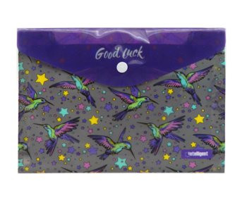 Папка с кнопкой А-5 CZ-97682 "Колибри" INTELLIGENT 24х17см, пластик серый с рисунком (12/1200) Папка с кнопкой А-5 CZ-97682 "Колибри" INTELLIGENT 24х17см, пластик серый с рисунком (12/1200)