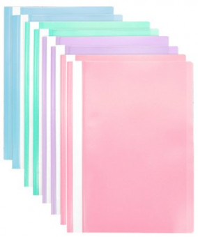 Скоросшиватель пластик А4  INTELLIGENT DH-53 "Пастельные" с прозрачным верхом, цвета ассорти (8/1200)