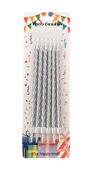 Свечи для торта серебрянные с подставкой, Магистр/MAG-x-1сер/221341 (24)