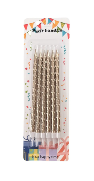 Свечи для торта серебрянные с подставкой, Магистр/MAG-x-1сер/221341 (24)