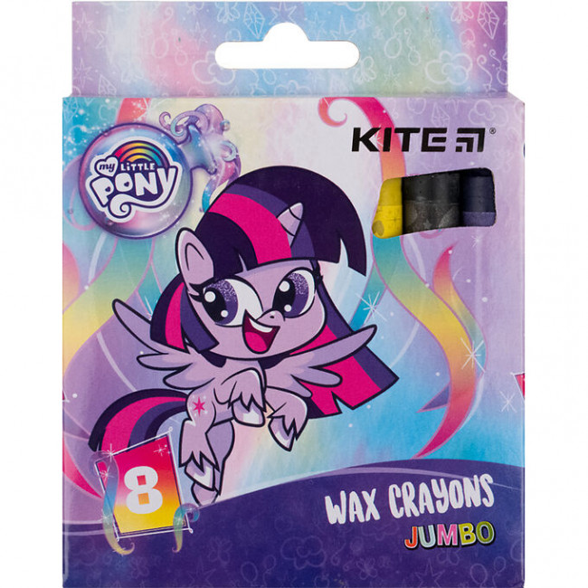 Мел восковой Jumbo, 8 цветов LP, KITE (12)