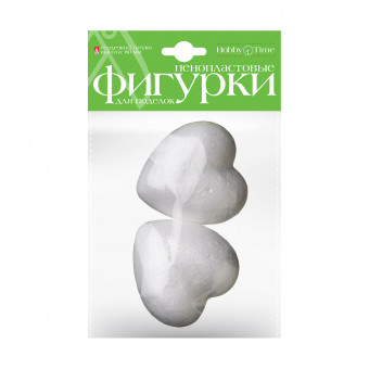 Пенопластовые фигурки 80мм "Сердечки", 2шт, BV/2-204/05