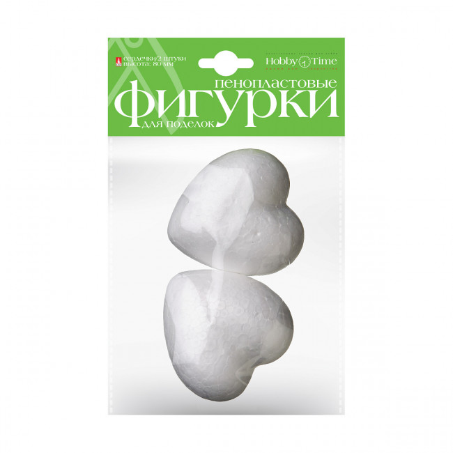Пенопластовые фигурки 80мм "Сердечки", 2шт, BV/2-204/05