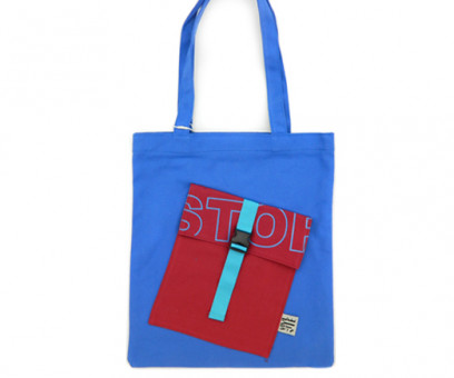 Сумка  CQ-27 Сине-красная 38*33см, текстильная, на молнии, с наружным карманом, в зип-пакете (1/80)