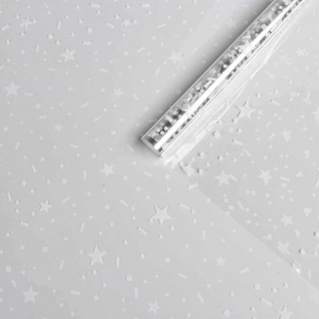 Пленка подарочная в рулоне, 40мкм "Звёздопад белый" 52204