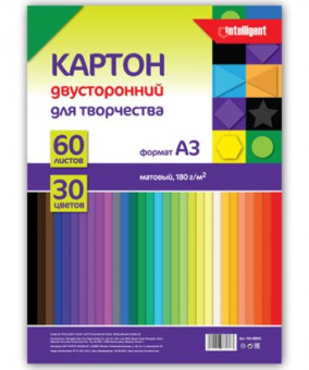 Картон  30цв. А3 60л. DD-8882  INTELLIGENT  двусторонний немелованный 180г/м2, 210*295мм, в ПВХ-пакете (20)