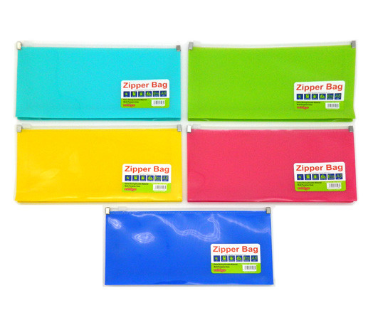 Папка на молнии B-6 CC-248 255*130мм, пластик однотонный, цвета в ассортименте (12/240/960)