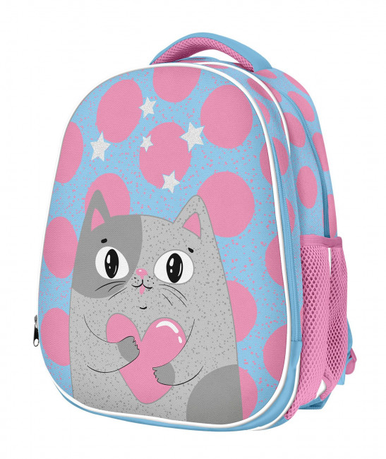 Рюкзак Schoolformat ERGONOMIC LIGHT 2 AMORE CAT 21 л голуб. 38х29х19 жестк. каркас 2 отд. молния д/девочек
