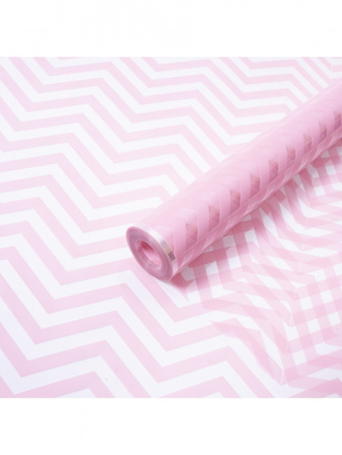 Пленка 0,7*7,5м 40 мкм прозрачная с рисунком "Шеврон" нежно-розовый, MILAND/951930