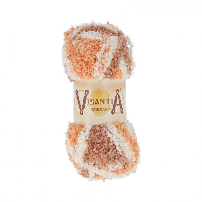 Пряжа VISANTIA "ZIKZAK"   100% полиэстер   . х  100 г  100 м ± 3 м №3100 бежевый-св.коричневый-оранжевый "ZIKZAK"