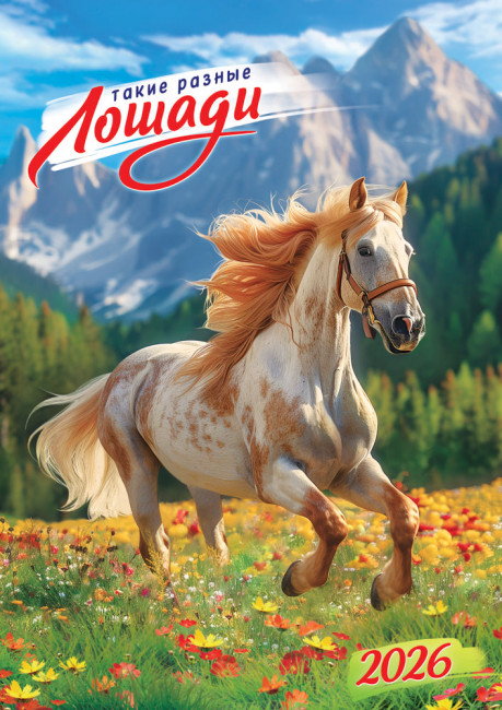 Календарь ригельный 2026г "Такие разные лошади", РБ-26-012