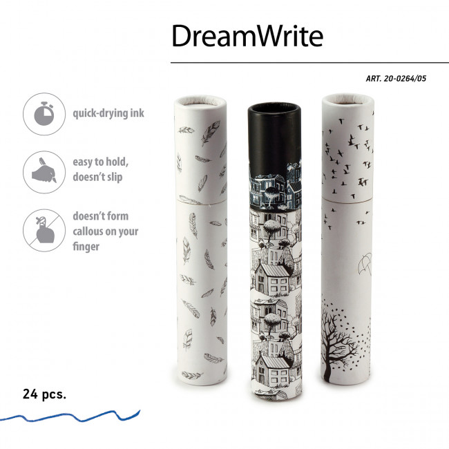 Ручка шариковая 0,7мм синяя "DreamWrite. Черно-белая романтика", BV/20-0264/05 (24)