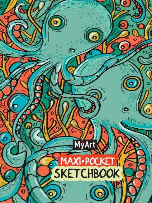 Скетчбук pocket мaxi "Осьминоги" MyArt. Формат:117х180х12 128стр, Проф-Пресс