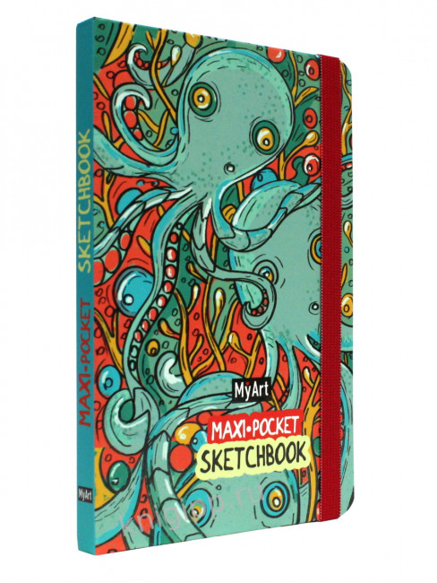 Скетчбук pocket мaxi "Осьминоги" MyArt. Формат:117х180х12 128стр, Проф-Пресс
