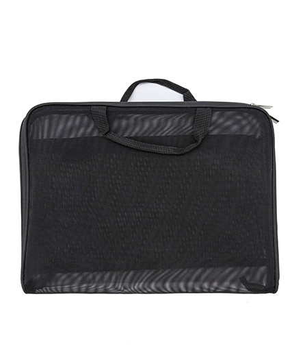 Папка для творчества А4 с ткан. ручками CK-115 "Сетка черная" с наружным карманом на молнии (1/12/80)