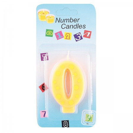 Свеча для торта Цифра 0 в горошек 17507/593