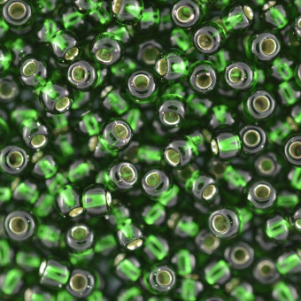 Бисер "ASMAR" размер №12, вес: 450 г, зелёный травяной, внутреннее серебрение