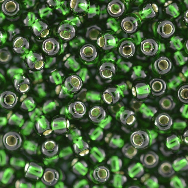 Бисер "ASMAR" размер №12, вес: 450 г, зелёный травяной, внутреннее серебрение