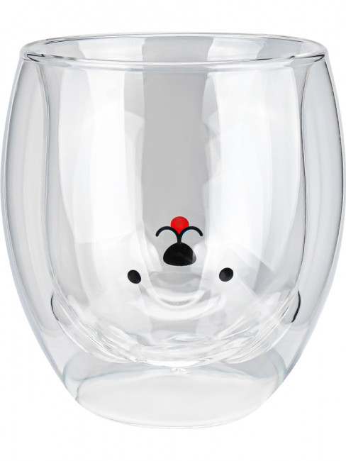 Стакан 200мл стеклянный с двойным дном "Мишка", MILAND/ВС-0187