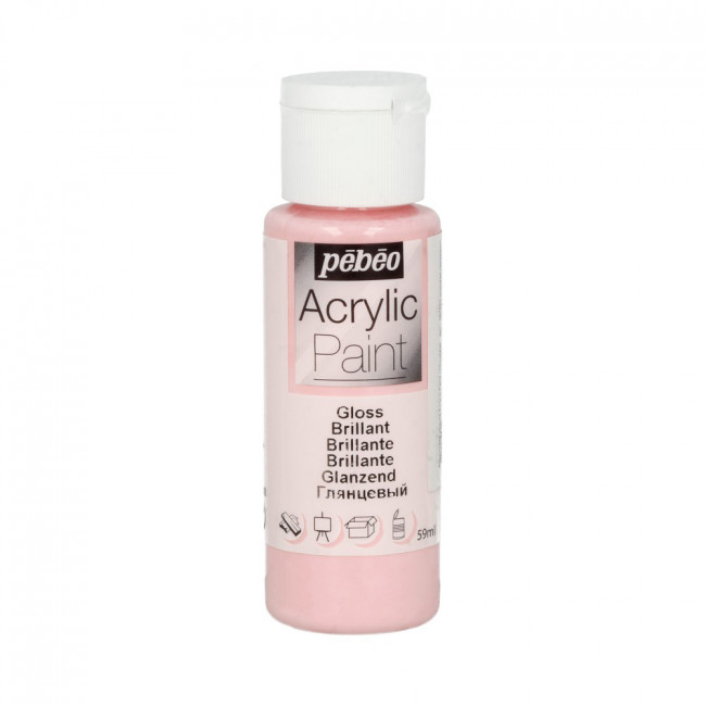 Краска 59мл акриловая глянцевая, для декора, розовая карамель, Acrylic Paint PEBEO/97862