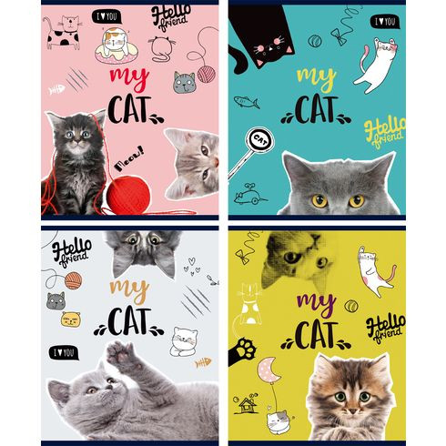 Тетрадь общая А5 скоба 48л. клетка "I love my cat" (ассорти) BG (4/56) Тетрадь общая А5 скоба 48л. клетка "I love my cat" (ассорти) BG (4/56)
