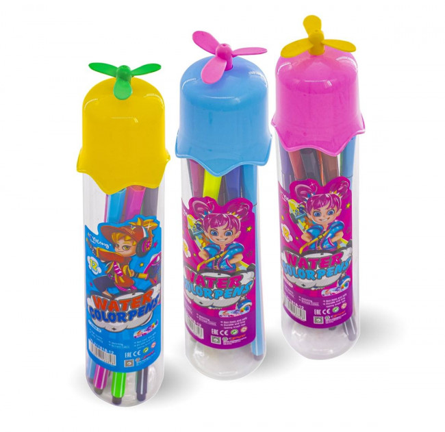 Фломастеры 12 цв "Вертушка" вентилируемый колпачок, тубус с декором на крышке, Yalong/YL211818-12 Фломастеры 12 цв "Вертушка" вентилируемый колпачок, тубус с декором на крышке, Yalong/YL211818-12