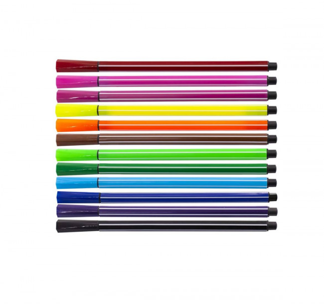 Фломастеры 12 цв "Вертушка" вентилируемый колпачок, тубус с декором на крышке, Yalong/YL211818-12 Фломастеры 12 цв "Вертушка" вентилируемый колпачок, тубус с декором на крышке, Yalong/YL211818-12