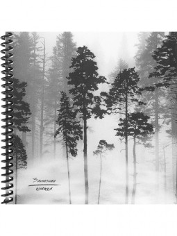 Записная книжка 158х158мм 48л клетка "Лес в тумане", пластиковая обложка, спираль, Проф-Пресс/48-6904 (20)