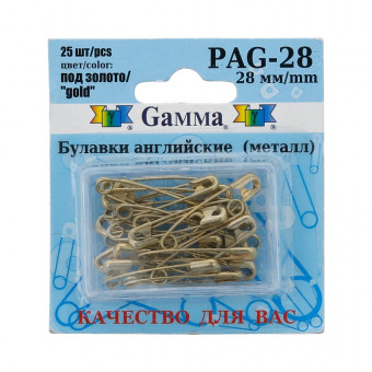 Булавки английские 25шт 28 мм под золото, Gamma/PAG-28 (20) Булавки английские 25шт 28 мм под золото, Gamma/PAG-28 (20)