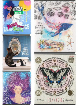 Тетрадь 48 клетка "МИКС-8753" скрепка, пластиковая обложка, Проф-Пресс/48-8753 (5/80)