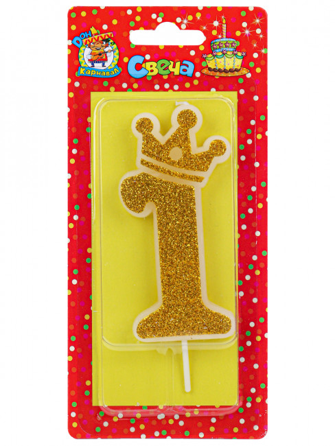 Свеча для торта "Царская", золотая с глиттером №1, MILAND/С-8338 (12)