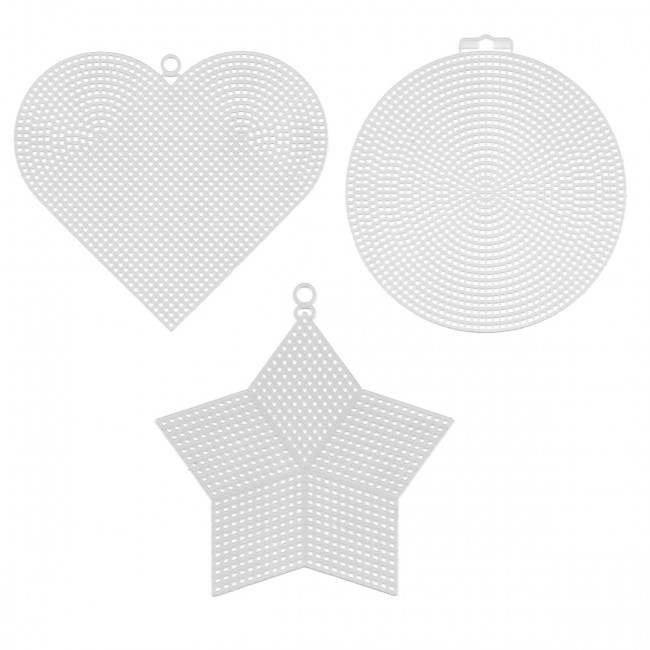 Канва KPL-08   "Gamma"   пластиковая АССОРТИ   100% полиэтилен     3 шт "большое" (круг+сердце+звезда)