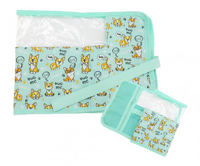 Пенал   CY-98 "Забавные корги" скрутка, текстиль, 56*20см, на 40 предметов, на липучке, в пакете (1/200)