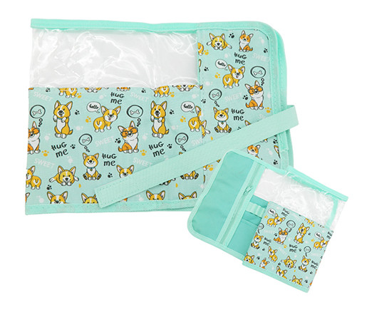 Пенал   CY-98 "Забавные корги" скрутка, текстиль, 56*20см, на 40 предметов, на липучке, в пакете (1/200)