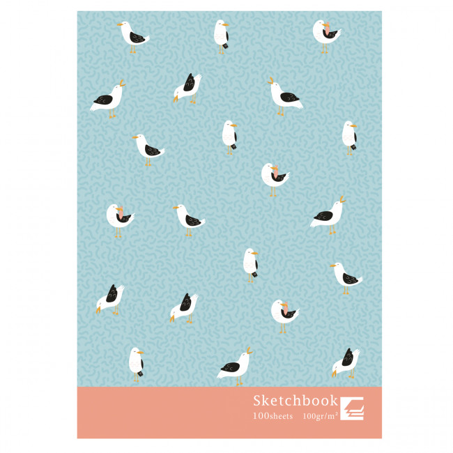 Скетчбук А5 переплёт твёрдый 100л. "Птицы" ламинация матовая выборочный лак белый блок BG (7/14) Скетчбук А5 переплёт твёрдый 100л. "Птицы" ламинация матовая выборочный лак белый блок BG (7/14)